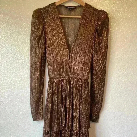 Sabina Musayev Carry Tiered Metallic Midi-Dress in Bronze - Picture 5 of 15